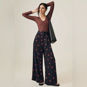 Anthropologie Farm Rio Berry Printed Wide‎ Leg Pants- Medium